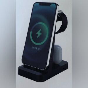 Black iphone 📲 3 in 1 Charging Stand with Cable model # CW 350